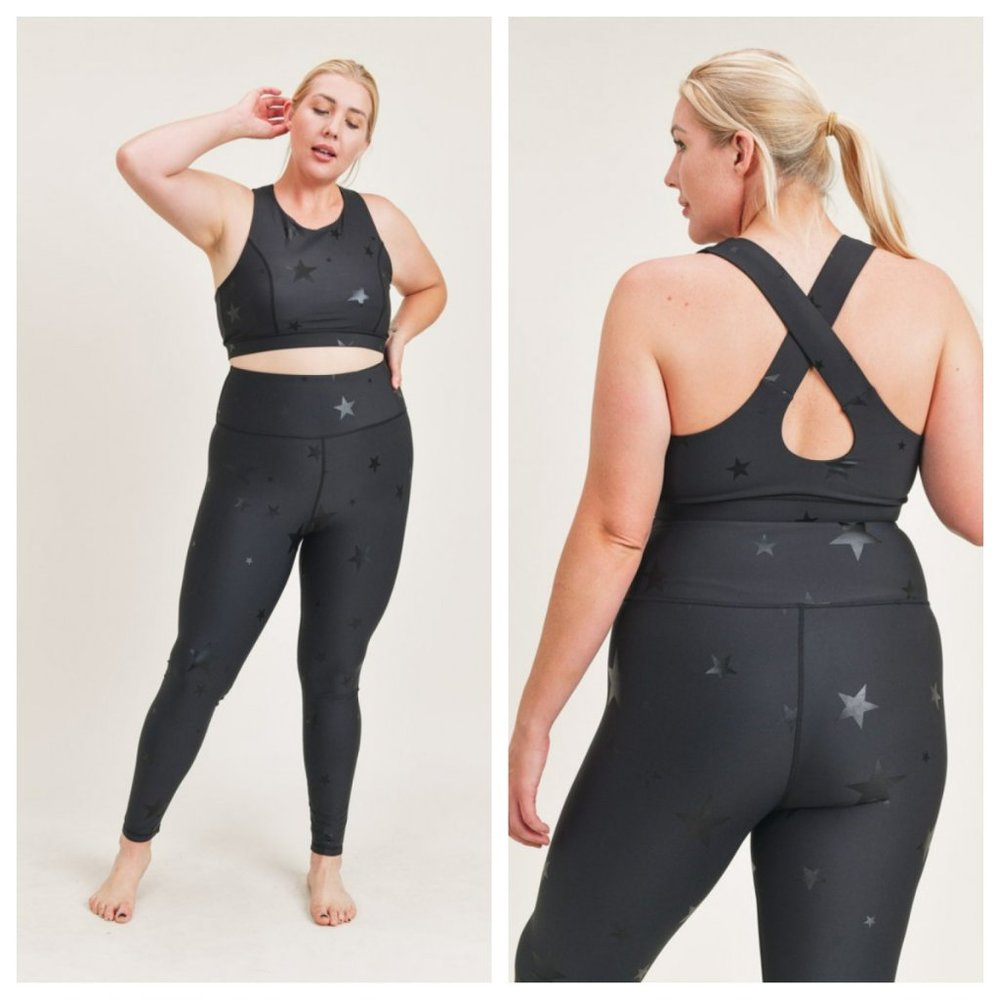 NEW MONO B Star Foil Sports Bra with Overlay Back